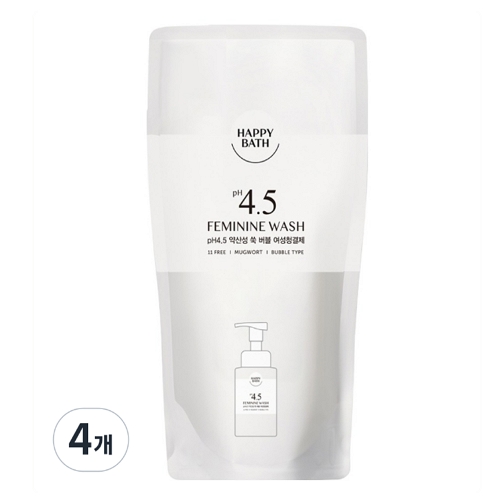 해피바스 pH4.5약산성 쑥 버블 여성청결제 리필 300ml (4개)_이미지