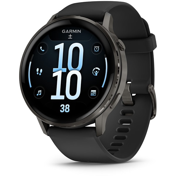가민 Venu 4 베뉴 445mm Slate Black 실리콘 밴드 심전도 ECG앱 Suica GPS 스마트워치 010-0301.._이미지