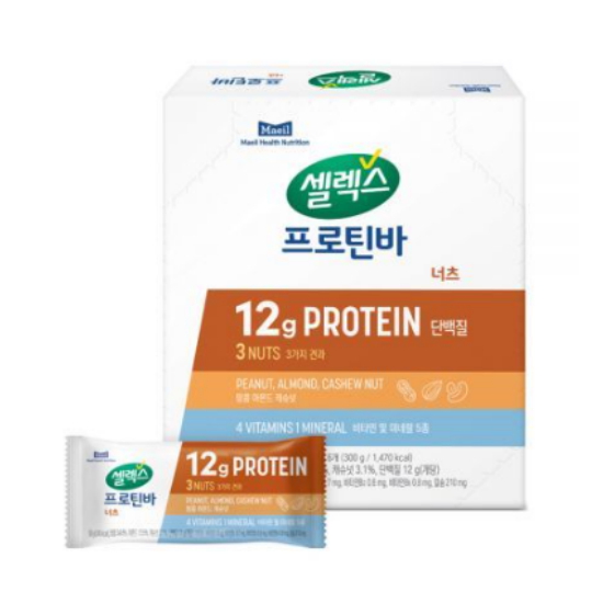 매일헬스뉴트리션 셀렉스 프로틴바 너츠 6개입 300g이미지입니다. 누르면 해당 게시물로 새창이동합니다.