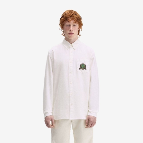 프레드페리 Club House 클럽하우스 테니스 뱃지 옥스포드 셔츠 스노우화이트 AFPM2531748-129