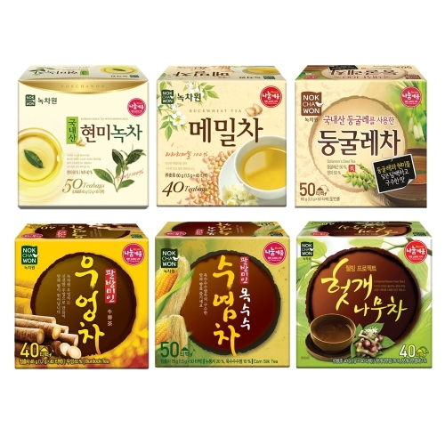 녹차원 차 6종 한번에 쓱 현미녹차 50T 둥굴레차50T 메밀차 40T 우엉차 40_이미지