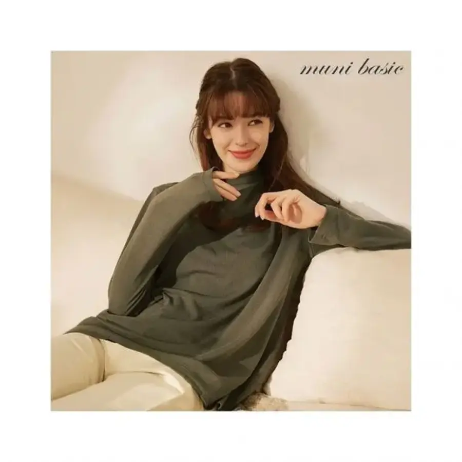 루시앙 무니베이직 울 블렌디드 기모 티블라우스 1종 카키 502795