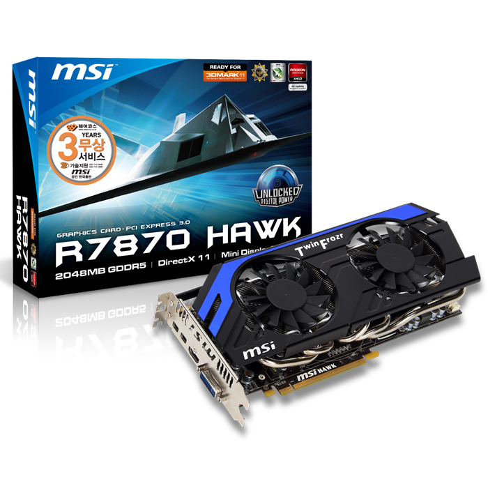 MSI 라데온 HD 7870 R7870 HAWK OC D5 2GB 트윈 프로져 4