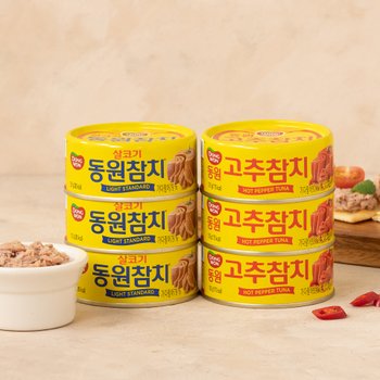 동원F&B  라이트 스탠다드 참치 135g 3개 + 고추 참치 135g 3개