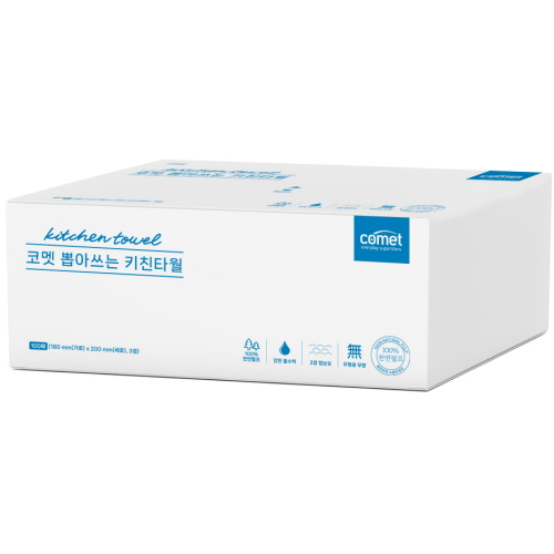 쿠팡 코멧 뽑아쓰는 키친타월 100매 (3팩)