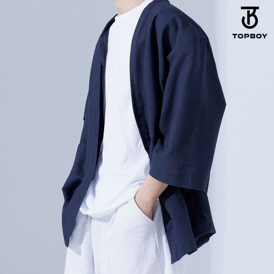탑보이 루즈핏 썸머 쿨링 린넨 7부 가디건 RW424