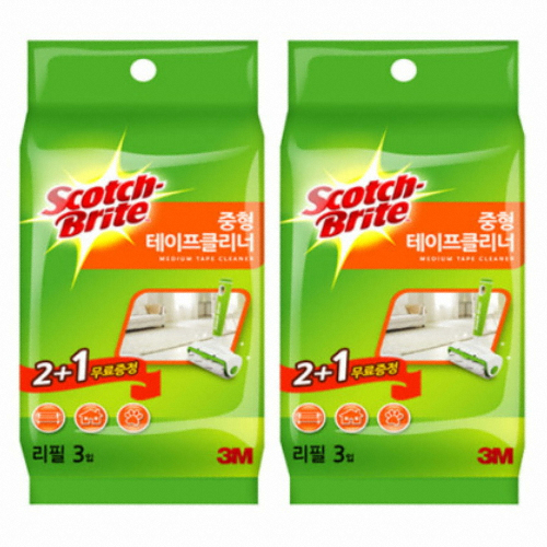 3M 스카치브라이트 중형 테이프클리너 리필 3롤 (2개)_이미지