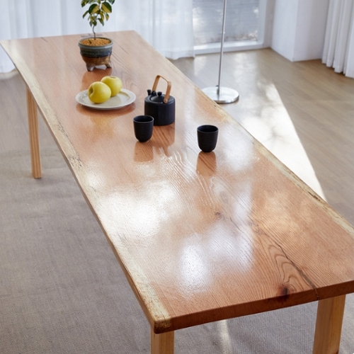 프라이드리빙 해찬솔원목이야기 우드슬랩 북미산오크 통원목 식탁 2600 (의자별도)