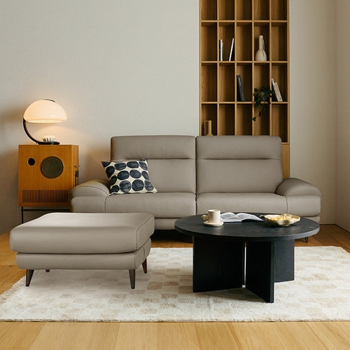  다우닝 클로 전체 천연가죽 소파 3인용[스툴포함]