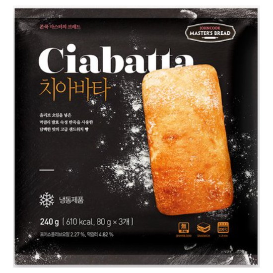 에쓰푸드 존쿡델리미트 마스터의 브레드 치아바타 3개입 240g (4개)