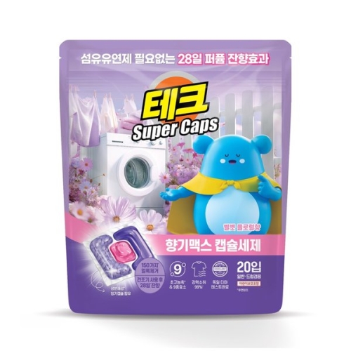 LG생활건강 테크 수퍼캡스 향기맥스 캡슐세제 벨벳 플로럴향 20개입 (1개)