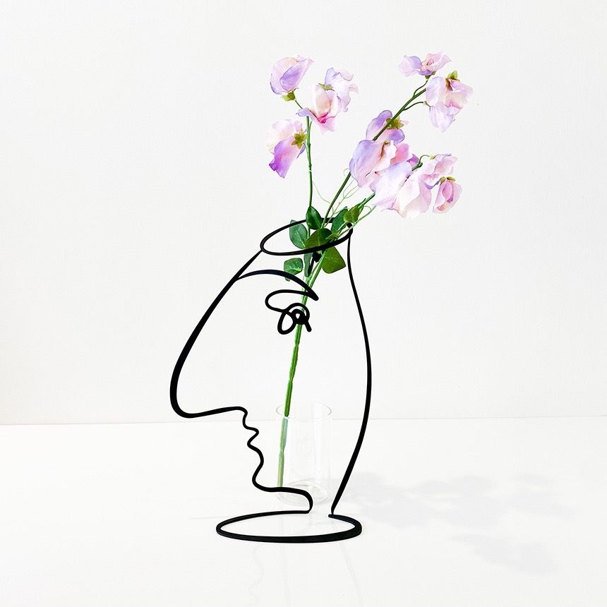 더닷 드로잉 철제 화병 꽃병 오브제 - Drawing Face[1개]