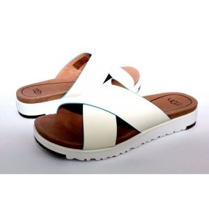 UGG AUSTRALIA KARI 화이트 가죽 샌들 사이즈 5.5 미국 여성 190108365078