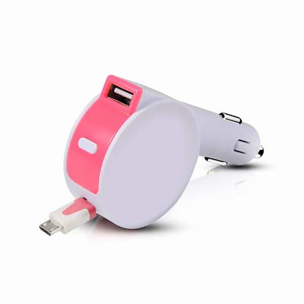 이지넷유비쿼터스 2포트 USB 차량용 충전기 릴타입 NEXT-1402CHB_이미지