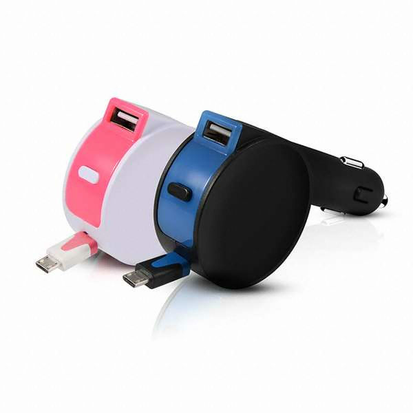 이지넷유비쿼터스 2포트 USB 차량용 충전기 릴타입 NEXT-1402CHB_이미지