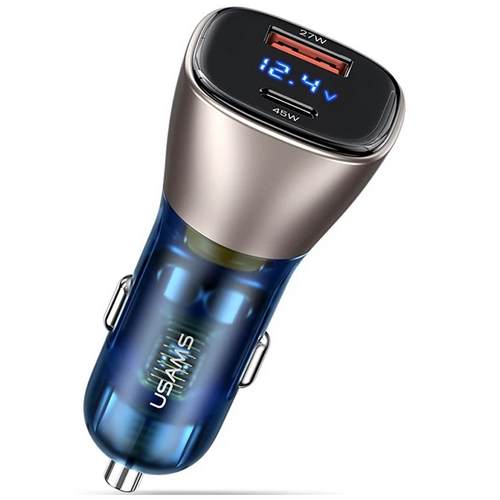 유삼스 72W 2포트 디지털 디스플레이 차량용 초고속 충전기 US-CC155