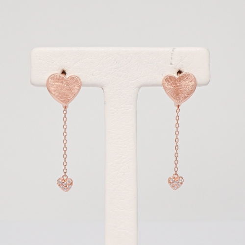 오팔하우스 14k 샌딩 민자 하트 원터치 드롭 귀걸이 OPJJE10765