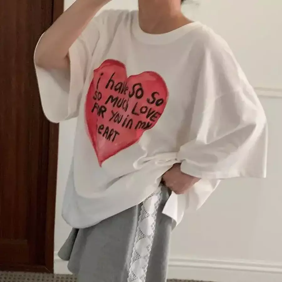 아이우먼 머치러브오버핏티셔츠 MOU873M605 빅사이즈 51134678