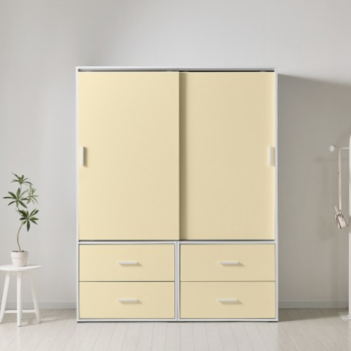 E0 엘리먼 서랍형 슬라이드 도어 옷장1600