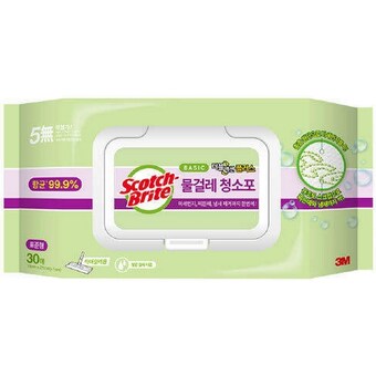 3M 스카치브라이트 베이직 물<b>걸레</b> 청소포 더블액션 플러스 표준형 30매
