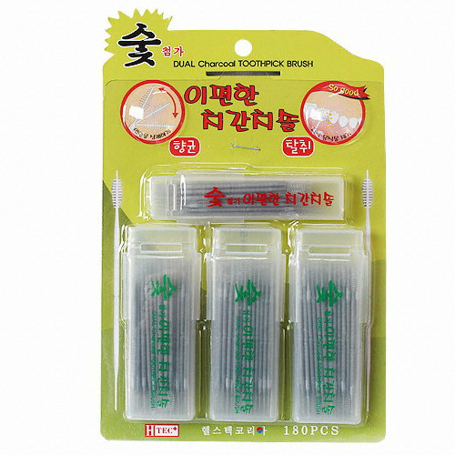 헬스텍코리아 숯첨가 이편한 치간칫솔 180개 (1팩(180개))_이미지