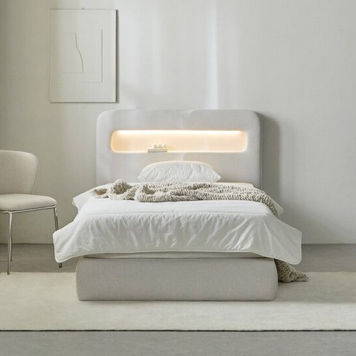 휴먼앤퍼니처 루피 LED 패브릭 평상형 호텔 침대 SS (유로탑독립)_이미지