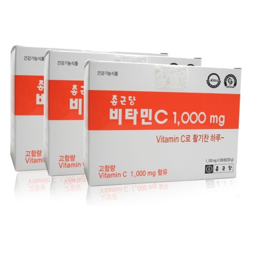 종근당건강 비타민C 1000mg 200정 (3개)