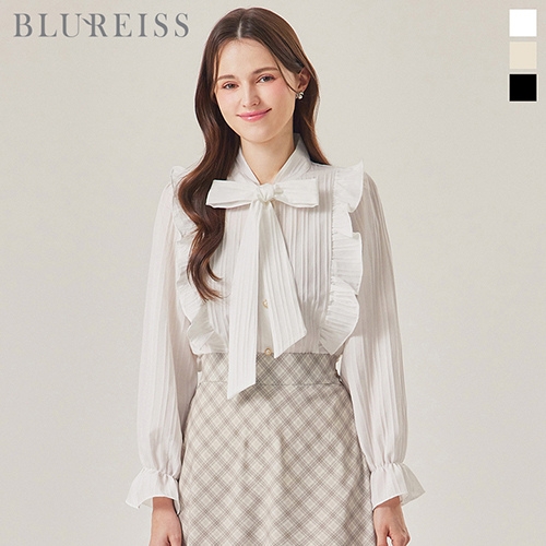 블루레이스 보카라 프릴 진주버튼 블라우스_BI5F1BL5021_이미지