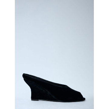 여성 벨벳 오픈 토 웨지 뮬 tot0263055blk