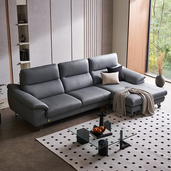 다우닝  레아 클래시 카우치 전체 천연통가죽 소파 4인용 (스툴포함)