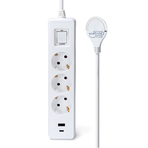 러그박스 3구 16A 메인스위치 USB 납작 멀티탭 (3m)_이미지