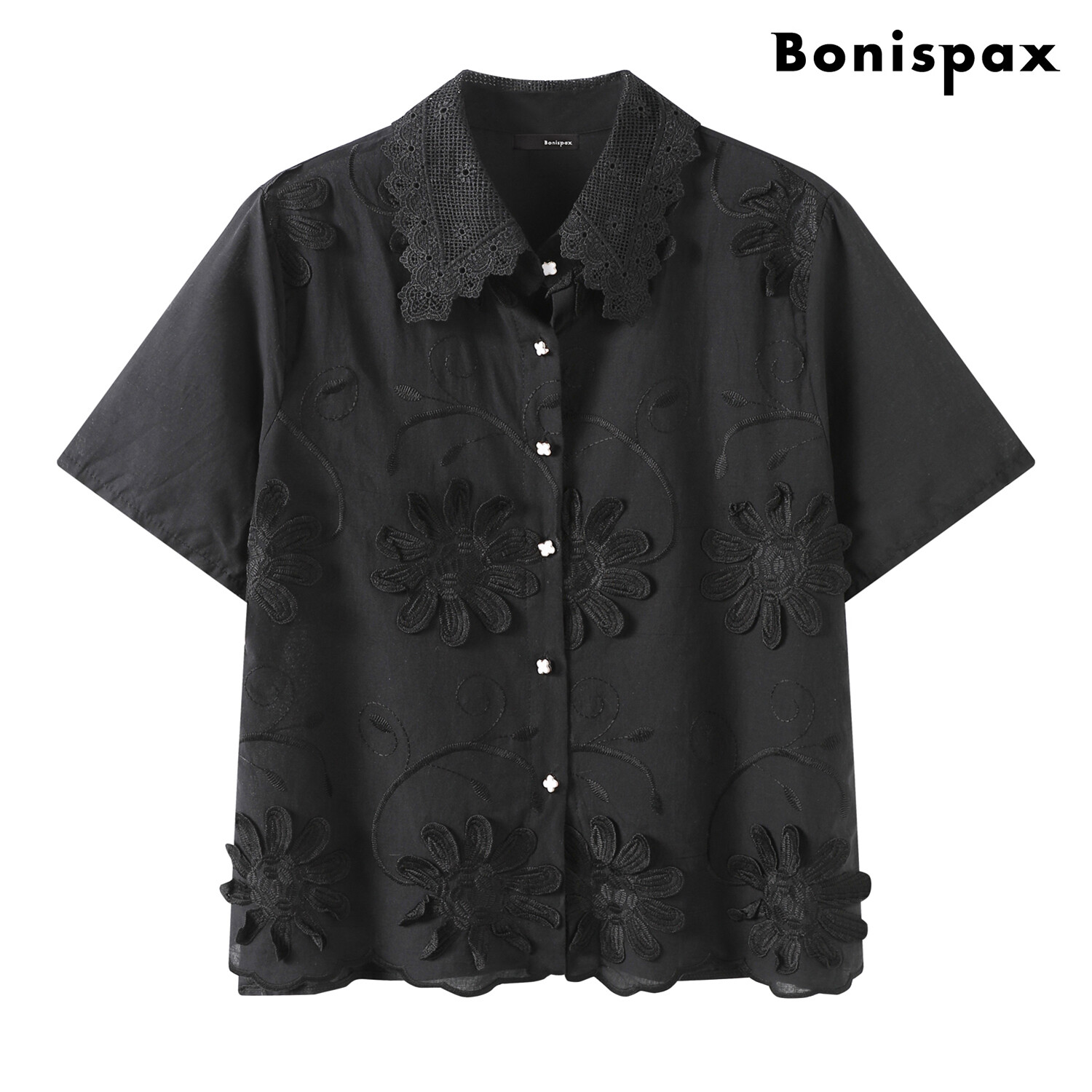 보니스팍스 모던 플라워 반팔 셔츠 XQ2BA012L0