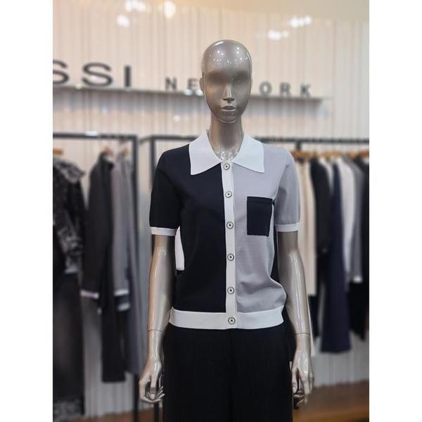 제시뉴욕 세이브존05 모노톤 컬러 배색 니트 카디건 DE45SZNSKG6180BKM S47731419_이미지