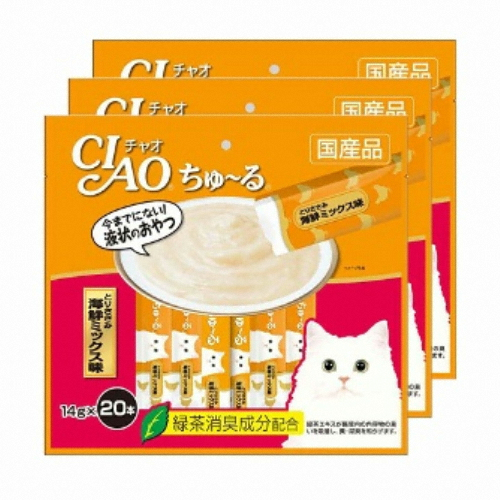 이나바 캣 챠오츄르 닭가슴살&해물믹스 SC-128 280g (14g x 20p) (3개)_이미지