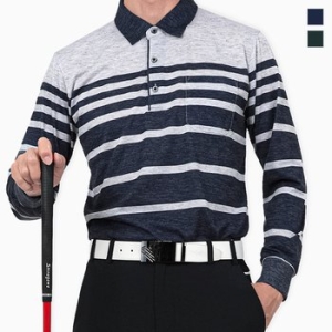 토마스하디 THOMAS HARDY 남성 줄무늬 배색 긴팔 카라 티셔츠 Model No_I2-4W009