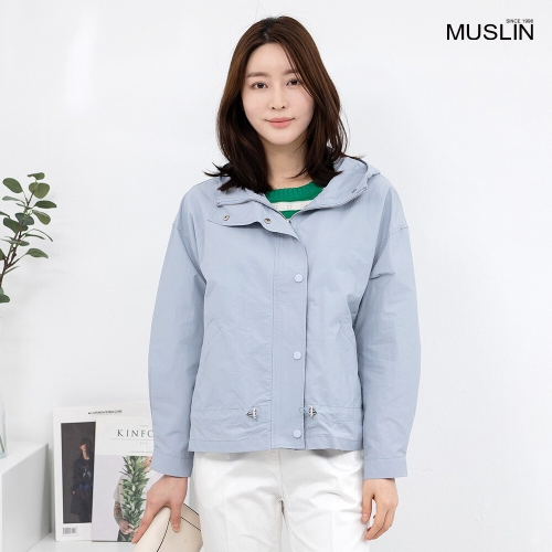 모슬린 엄마옷 면 후드 스트링 숏 점퍼 JP613573 중년여성/50대/60대/70대/빅사이즈/할머니옷_이미지