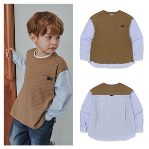 이현어패럴 빈 BEEN12 BZ53TS01BG 스트라이프 우븐 배색 베이지 티셔츠PG