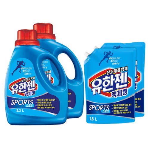 유한젠 스포츠 산소계표백제 2.3L + 리필 1.8L (본품2개+리필2개)_이미지