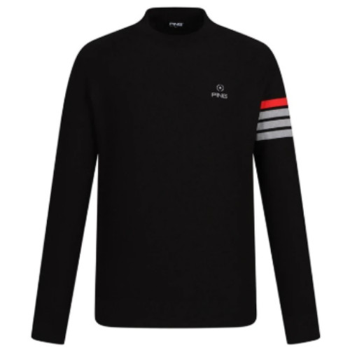 핑 로고 라인 배색 긴팔 니트 111E3SR202_BK