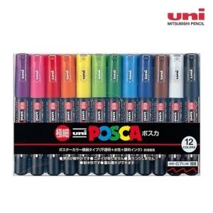마카 포스카 마카세트 화이트보드마카 12색 1M PC12C