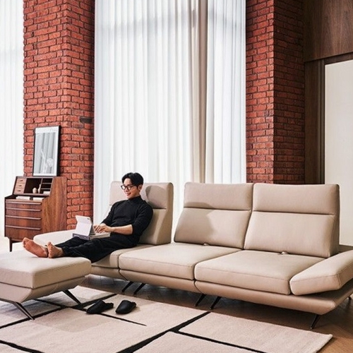 다우닝 프리움 스윙 전체 천연가죽 소파 4인용 (스툴별도)