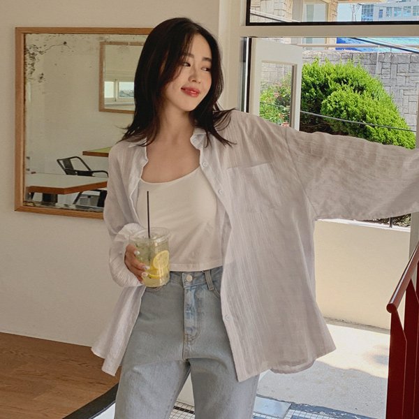 핫핑 살안타템/여리무드 토츠 오버핏 여름 체크셔츠 H_SH6126_이미지