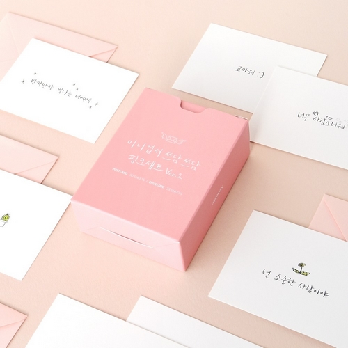 모노라이크 쓰담쓰담 Ver.2 미니엽서 박스 핑크 세트_이미지