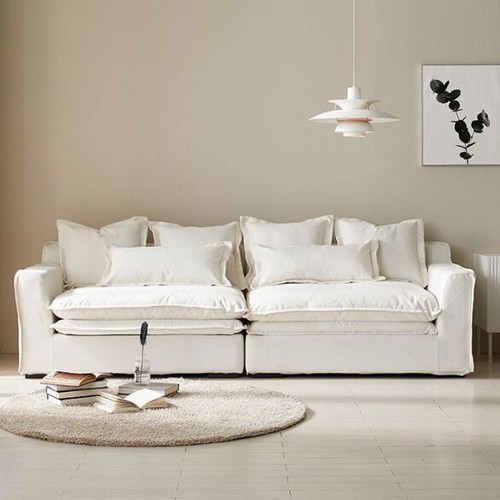 파로마 홈즈 포리 프리미엄 구스 패브릭 소파 4인용 (스툴별도)_이미지