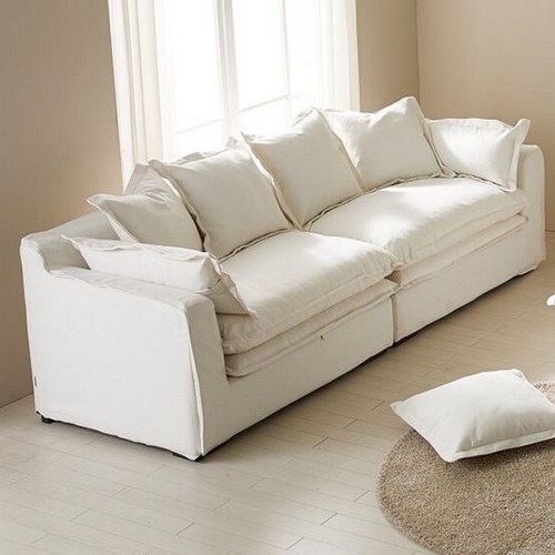 파로마 홈즈 포리 프리미엄 구스 패브릭 소파 4인용 (스툴별도)_이미지