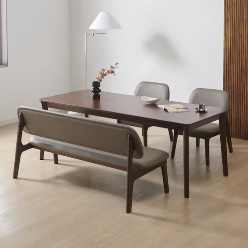 라로퍼니처 레스트 고무나무 원목 낮은 패밀리 식탁 1900 (의자2개+벤치1개)_이미지