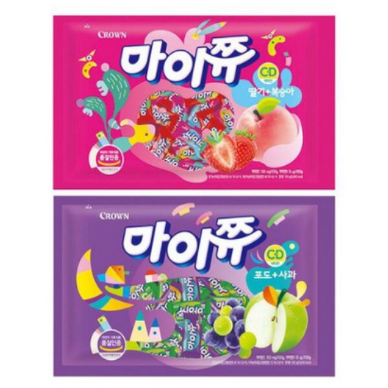 크라운제과 마이쮸 딸기 복숭아 720g+포도 사과 720g (2개)_이미지