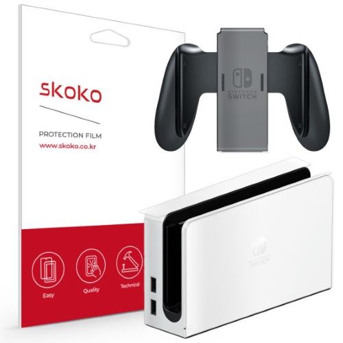 닌텐도 스위치 OLED 독 + 조이콘그립 유광 외부보호필름