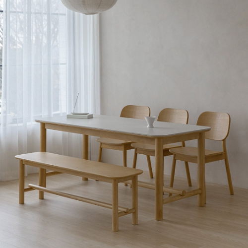 아이엔지홈 라온 세라믹 원목 식탁 1800 (의자3개+벤치1개)