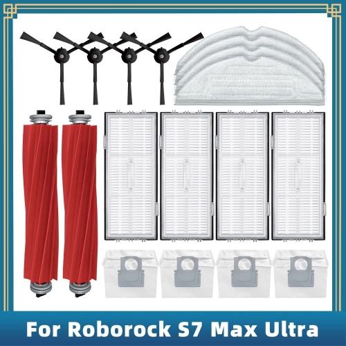 맥스 호환 호환 로보락 Roborock S7 Ultra Q100TSC 부품 액세서리 호환 메인 사이드 브러시 헤파 필터 걸레 패드